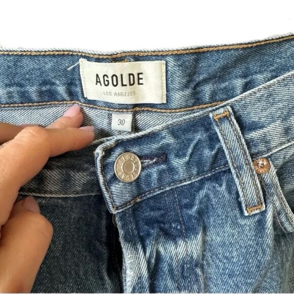 Agolde Parker Long Classic Denim Jean Shorts 30 - Picture 4 of 6